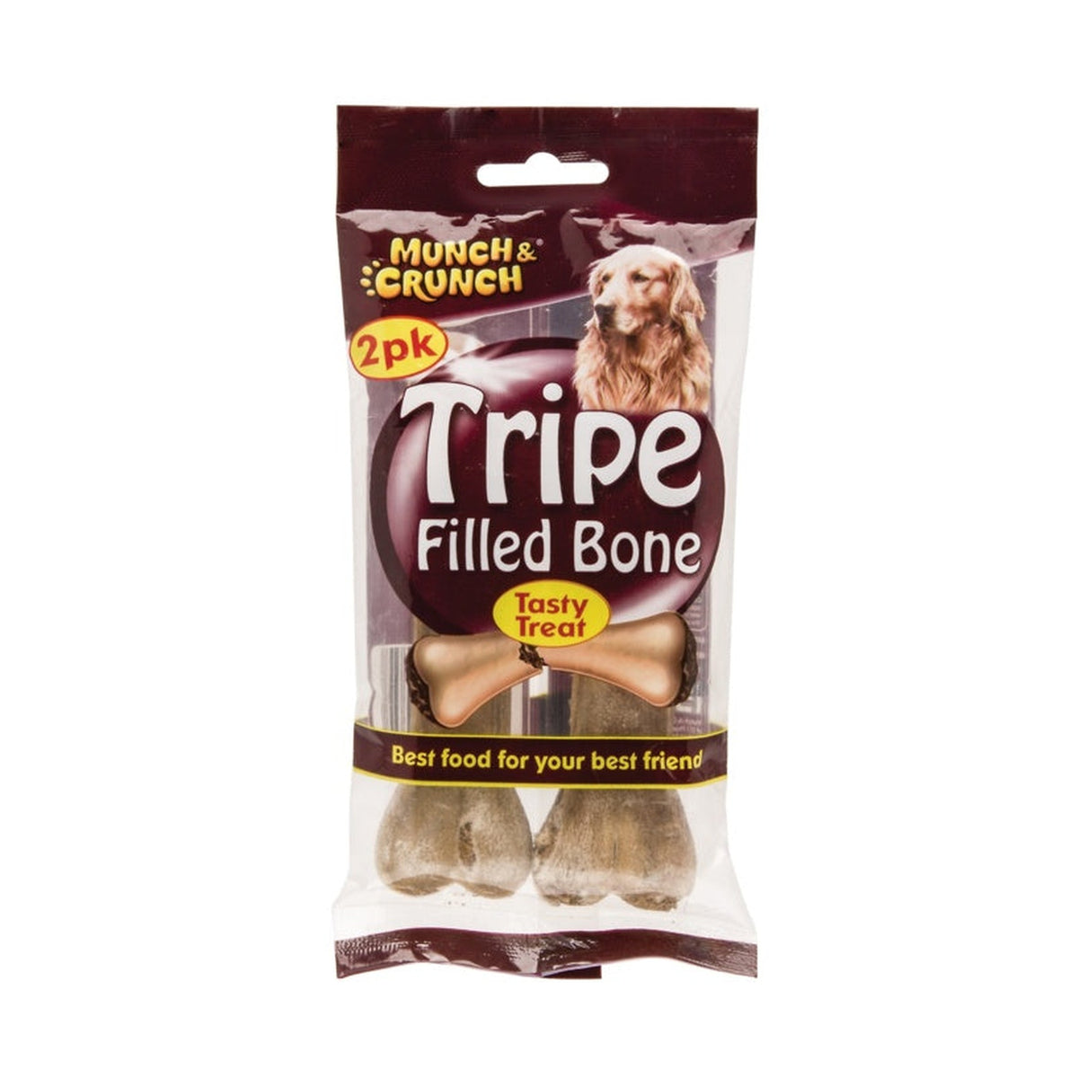 Munch and Crunch tripe filled bone dog treats, 2 pack