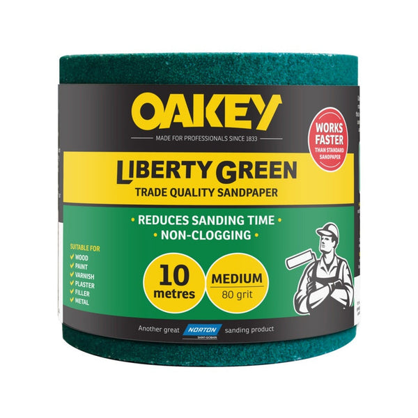 Norton Oakey Liberty Green sandpaper roll 10m x 115mm 80 grade