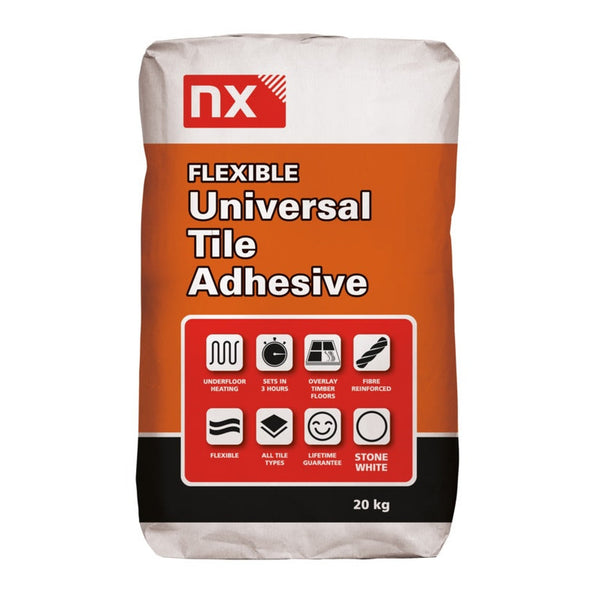 NX Stone White universal flexible tile adhesive 20kg
