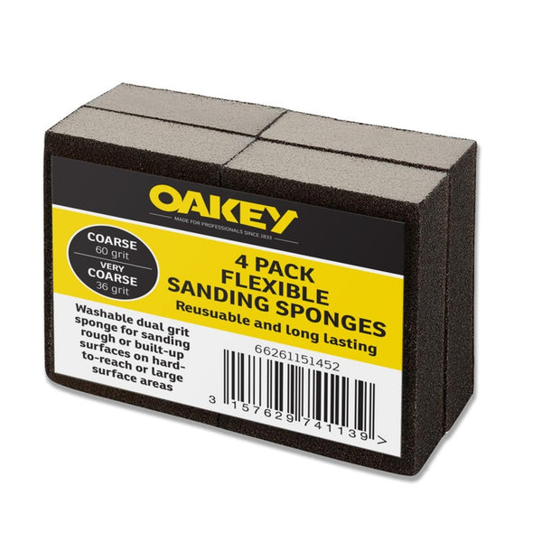 Oakey Black flexible sanding sponges, coarse and very coarse, pack of 4