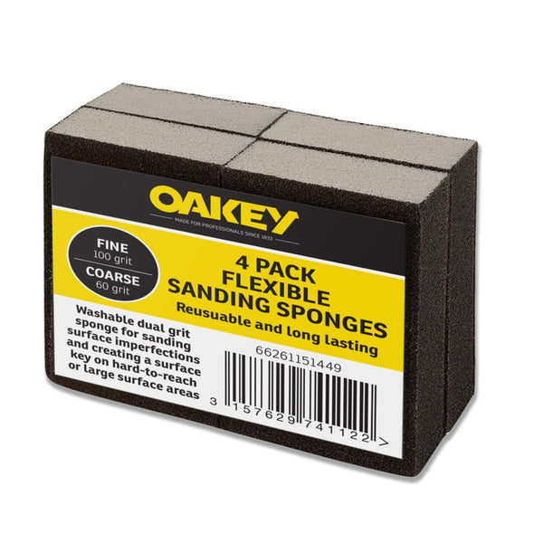 Oakey Black flexible sanding sponges, fine and coarse, pack of 4