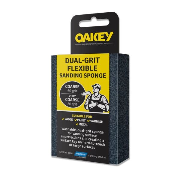Oakey dual-grit flexible sanding sponge, coarse/very coarse
