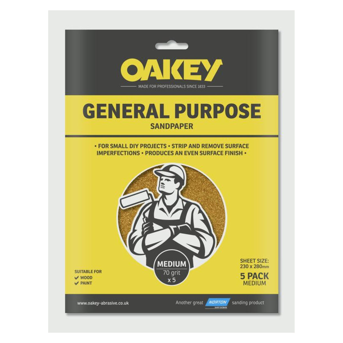 Oakey general purpose medium sandpaper 5 pack