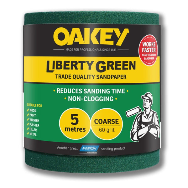 Oakey Liberty Green 5m sanding roll, coarse 60