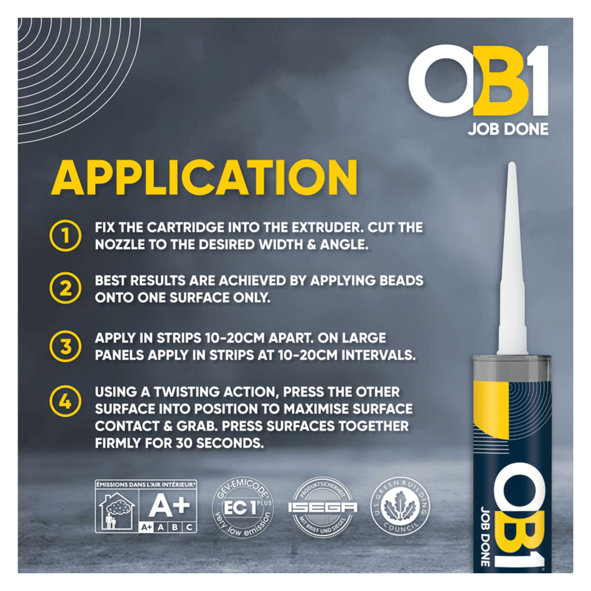 OB1 Multi Surface Sealant and Adhesive 290ml in White, view 5