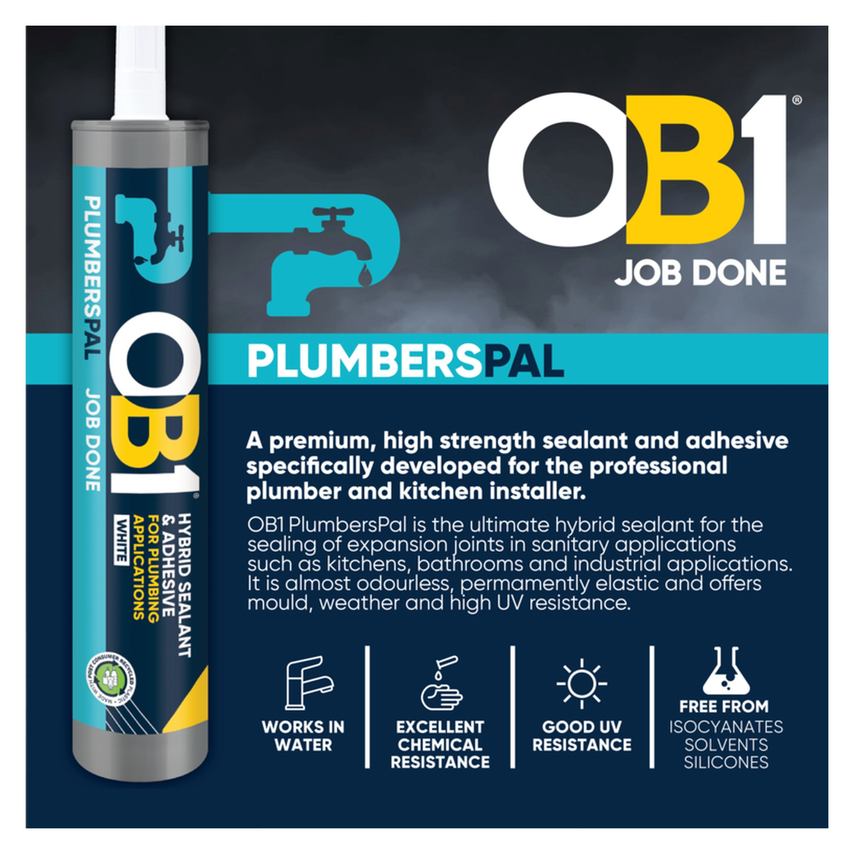 OB1 Plumbers Pal hybrid sanitary sealant 290ml, view 4