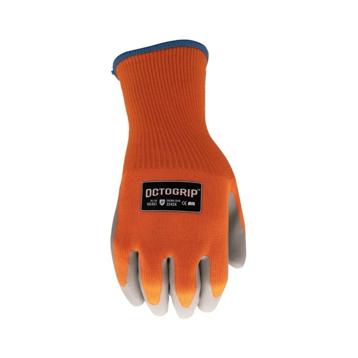 Octogrip hi-vis orange winter fleece lined glove with latex palm