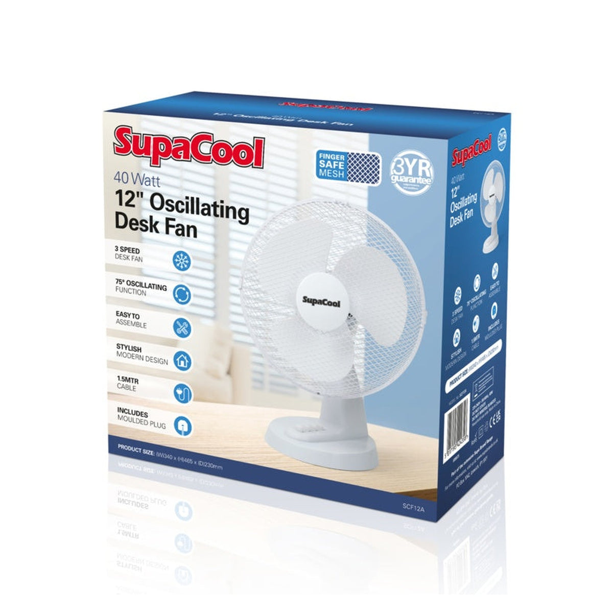 Oscillating Desk Fan - 12", view 5