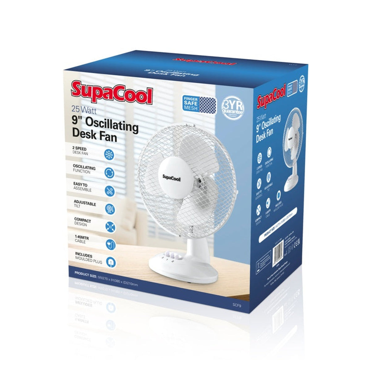 Oscillating Desk Fan - 9", view 5