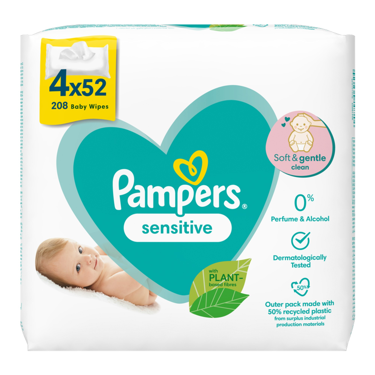 Pampers Sensitive baby wipes 4 x 52