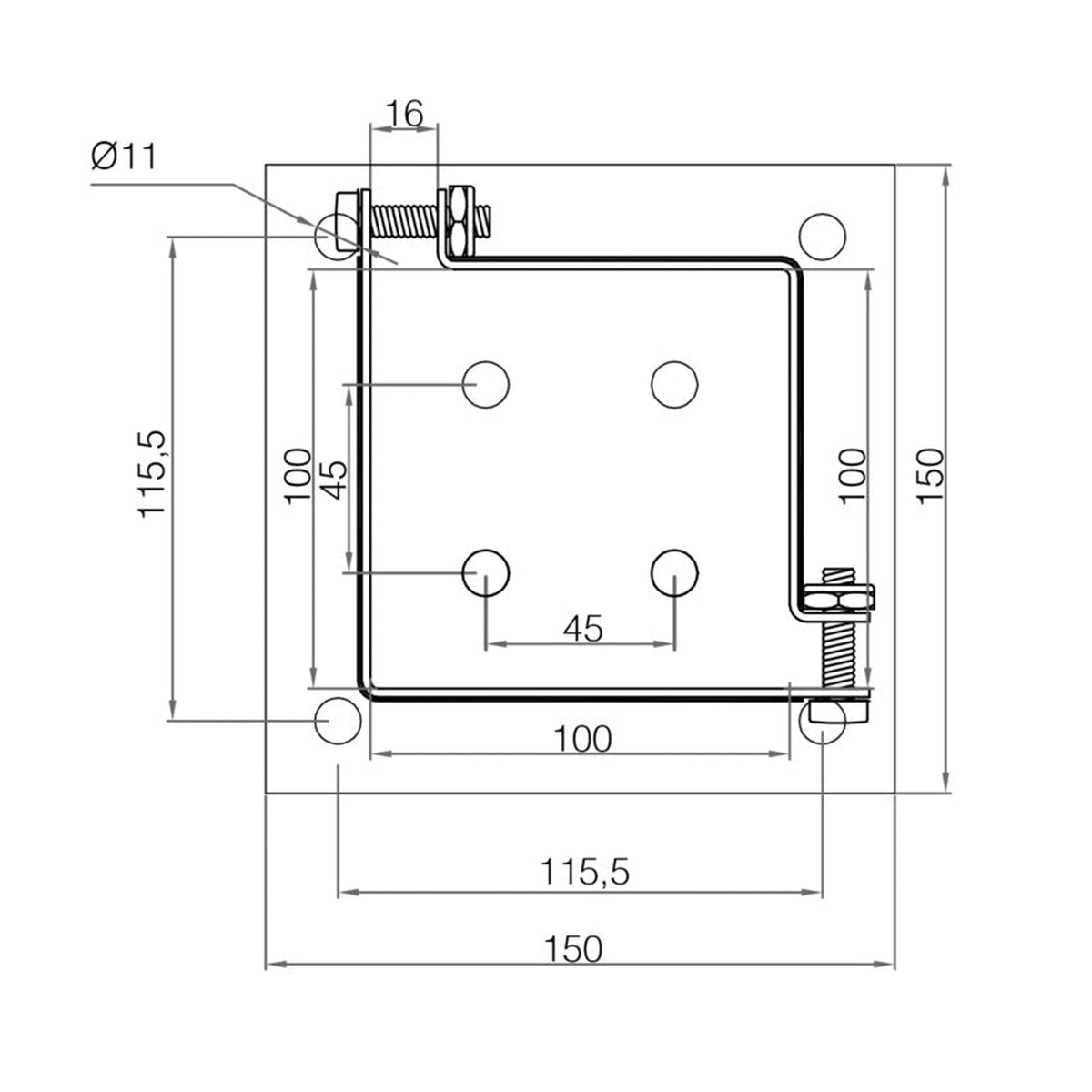 Picardy bolt-down grip post support 100 x 100mm, view 3