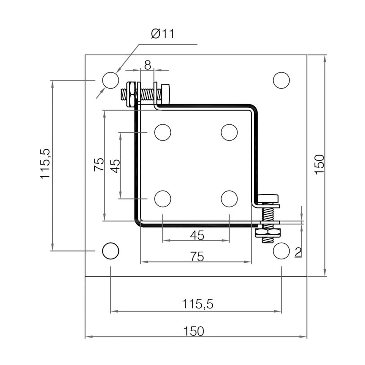 Picardy bolt-down and grip post support 75x75mm, view 2