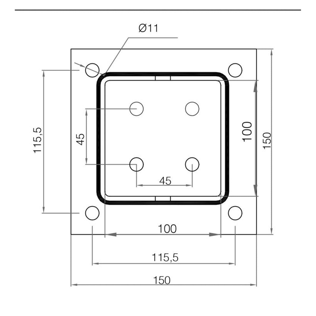 Picardy galvanised bolt-down post support 100 x 100mm, view 2