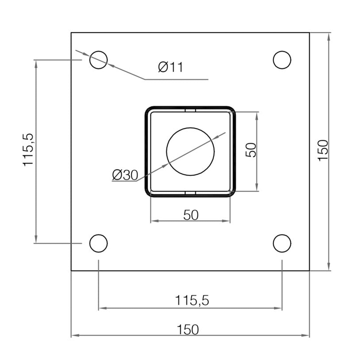 Picardy bolt-down galvanised post support 50x50mm, view 2