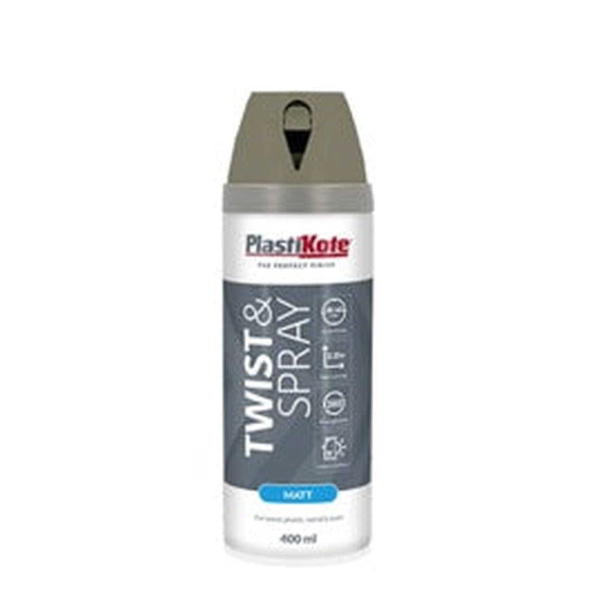 PlastiKote Twist & Spray 400ml aerosol in Quartz Grey