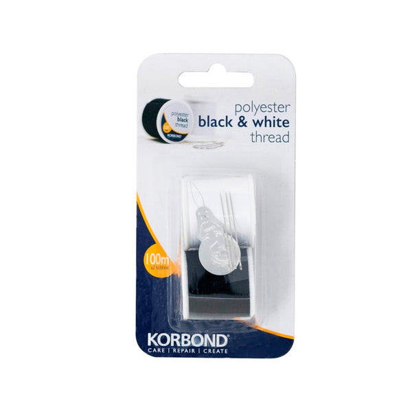 Polyester Thread Black & White - Twin Pack