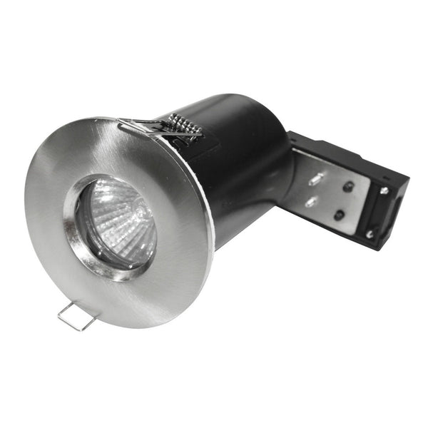 Powermaster IP65 fire rated downlight in brushed chrome