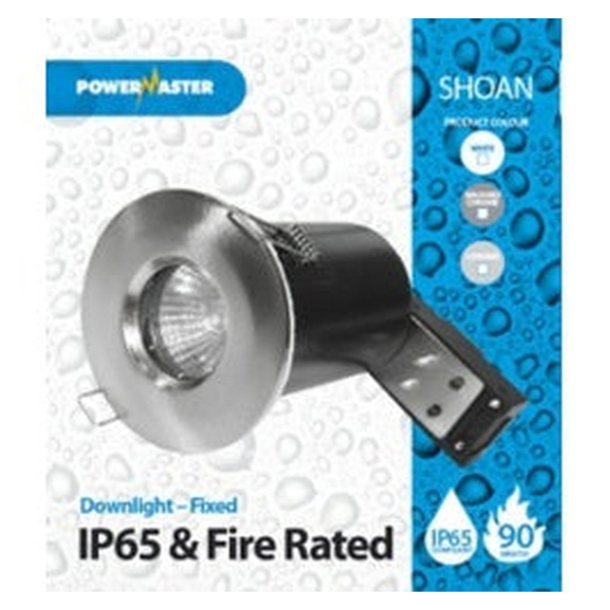 Powermaster IP65 fire rated downlight in brushed chrome, view 3