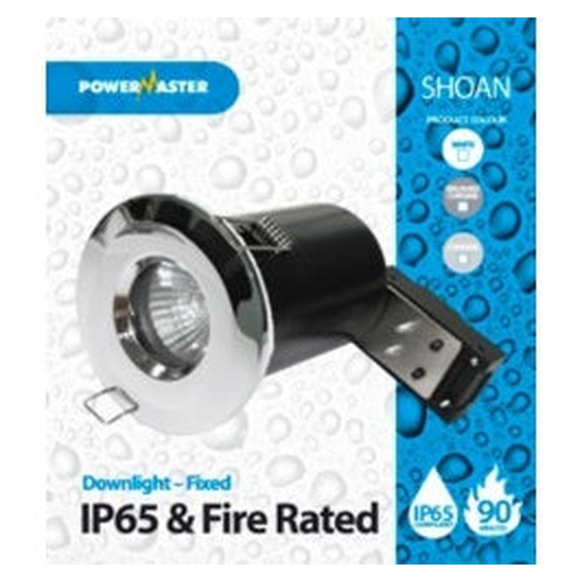 Powermaster IP65 fire rated fixed downlight chrome, view 3