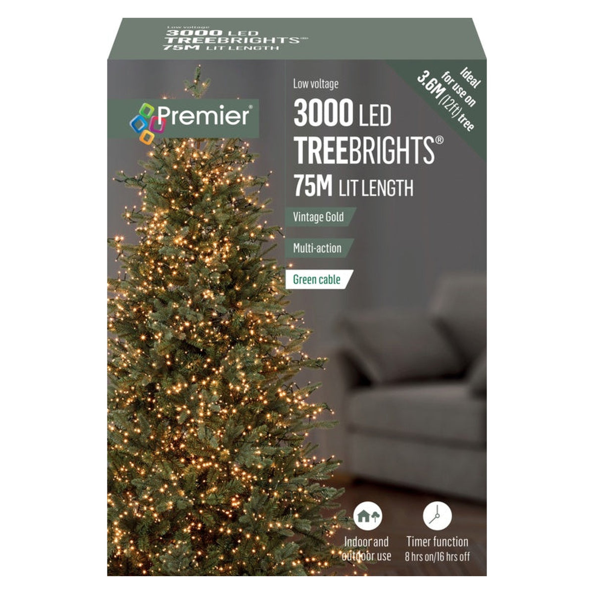 Premier 3000 LED vintage gold TREEbrights with timer