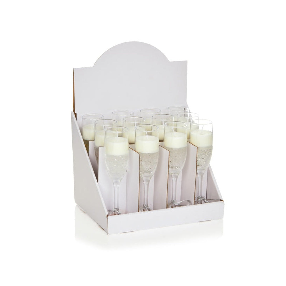 Premier champagne glass gel candle with silver bow, 22cm, view 2
