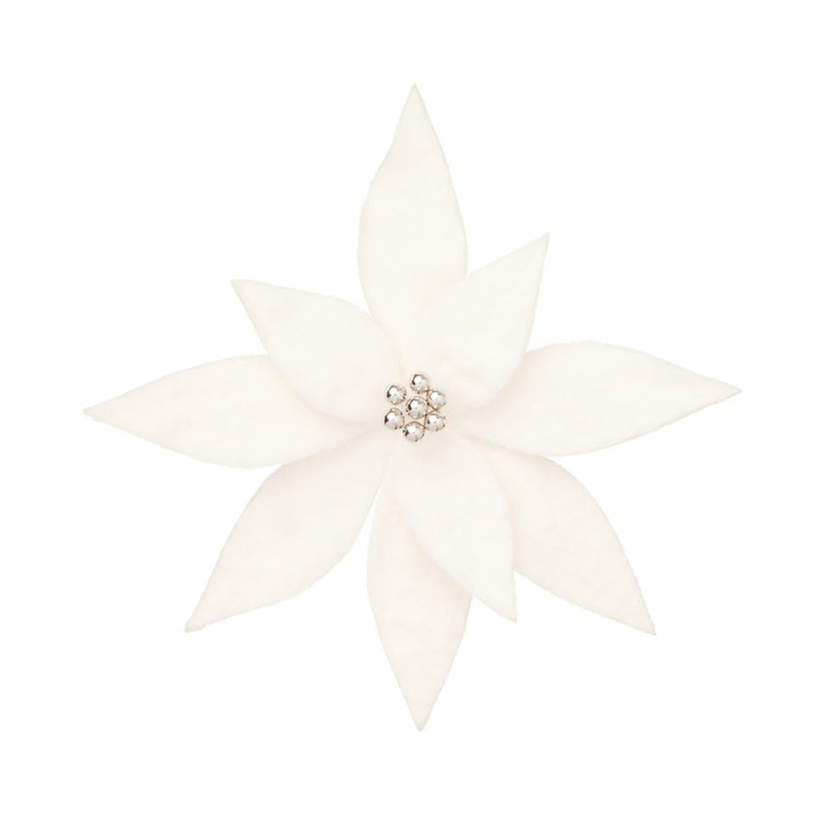 Premier fluffy white clip-on poinsettia, 32cm
