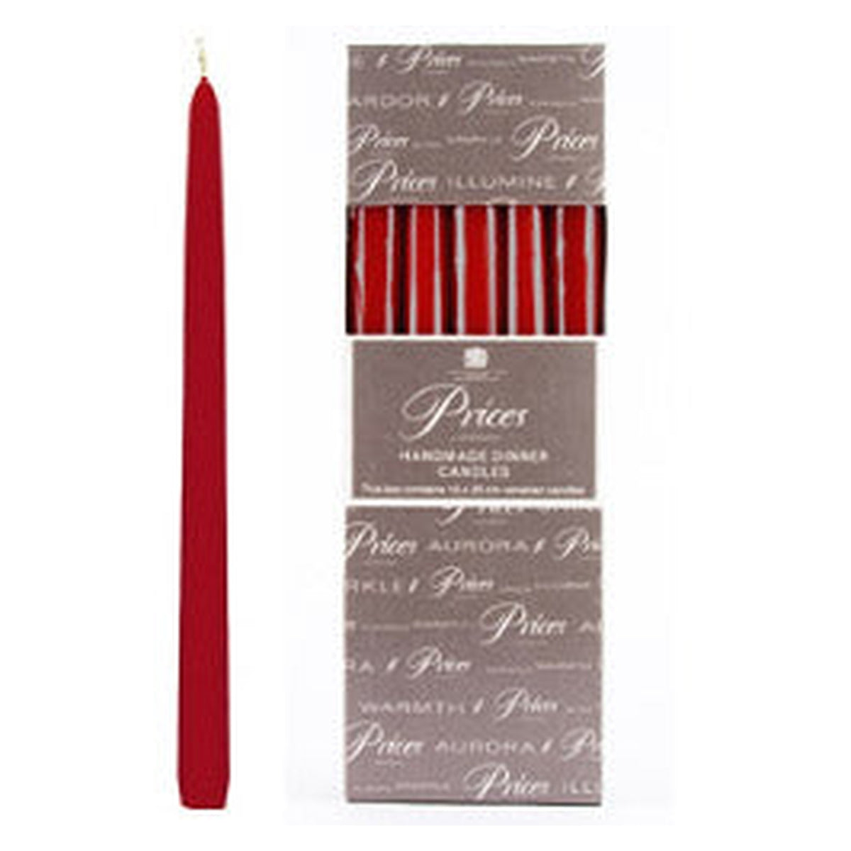 Pack of 10 Price's Candles wine red Venetian 10 inch candles
