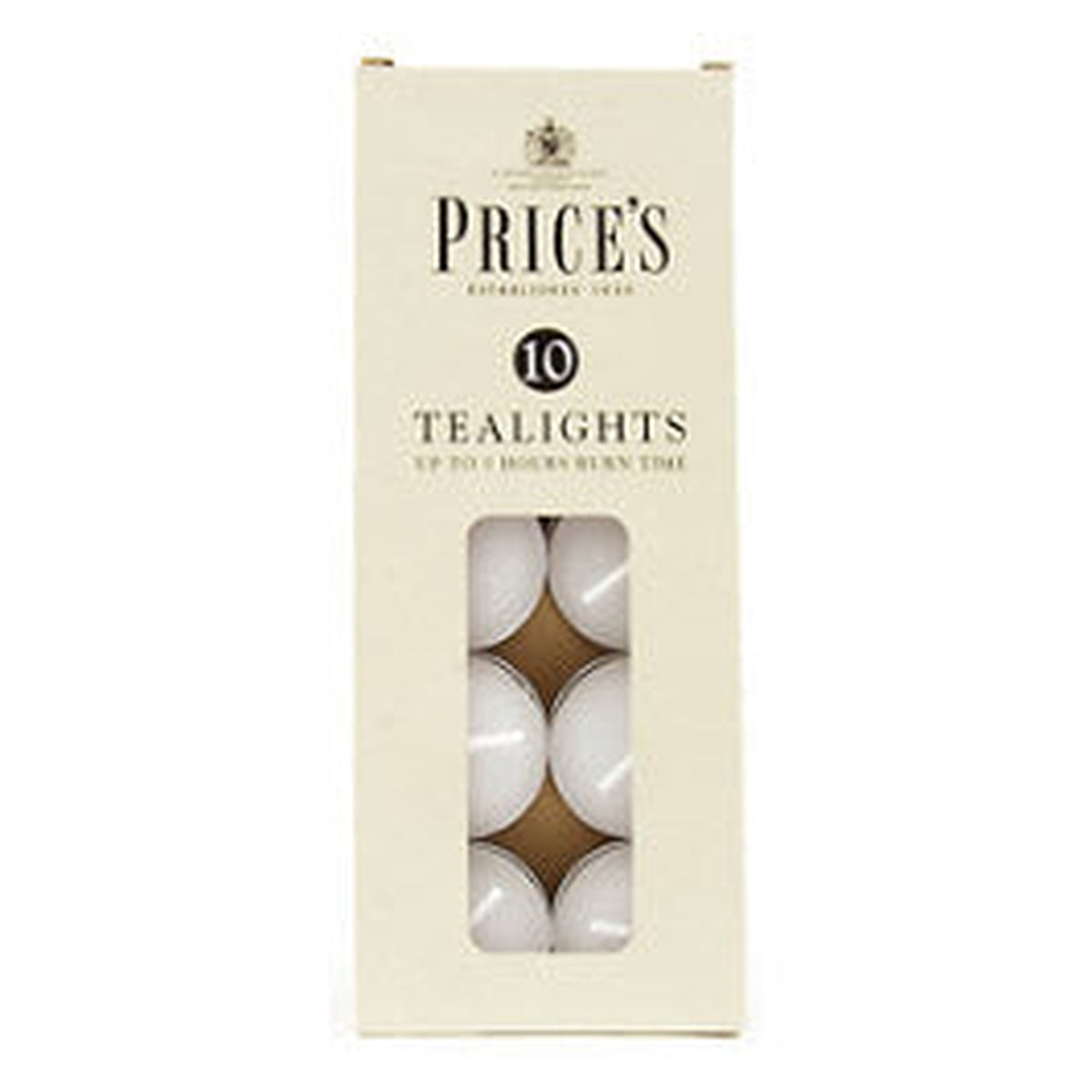Price's Candles white tealights, pack of 10