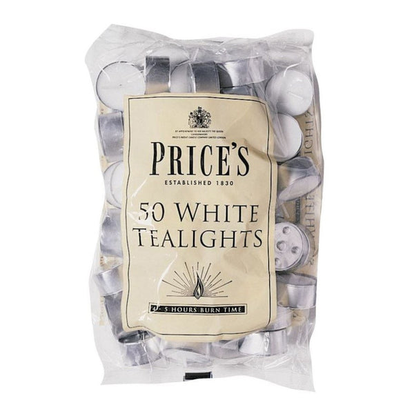 Price's Candles white tealights pack of 50