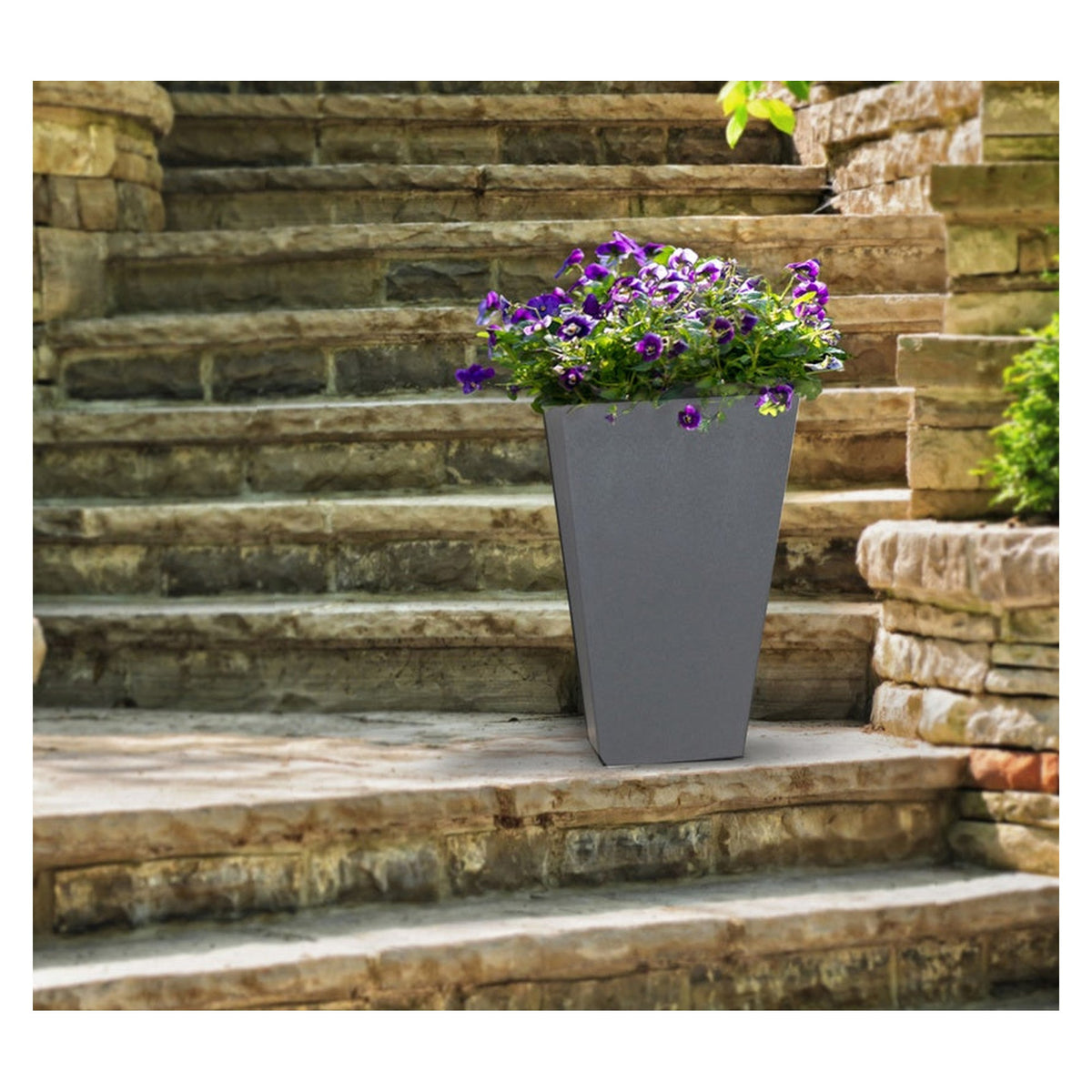 Primeur Sonata 50cm steel grey self-watering planter, view 2