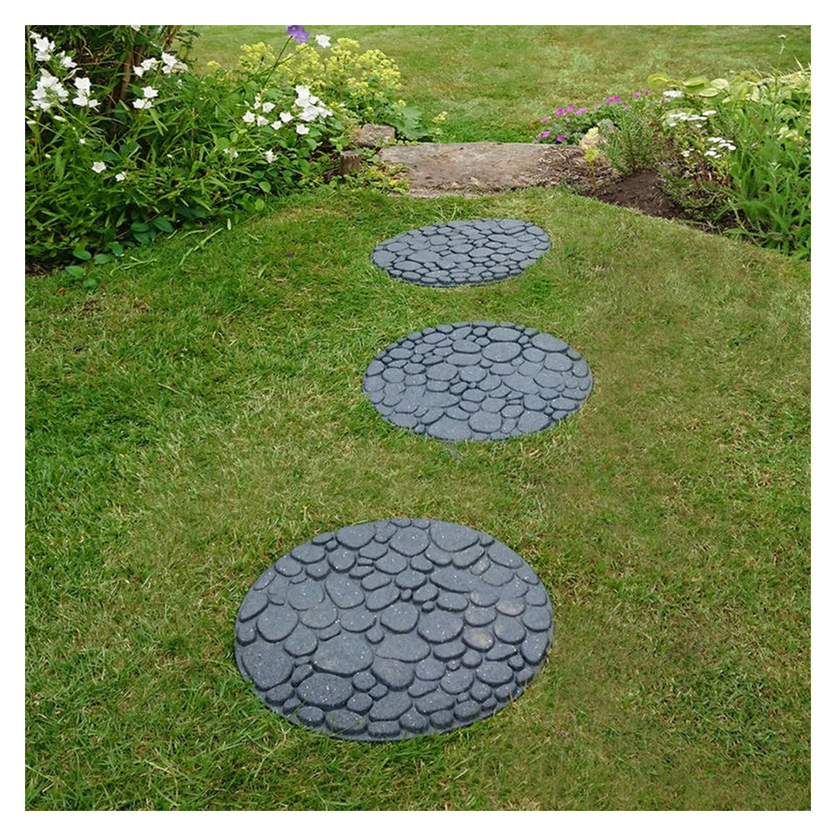 Primeur grey river rock recycled rubber stepping stone, view 2