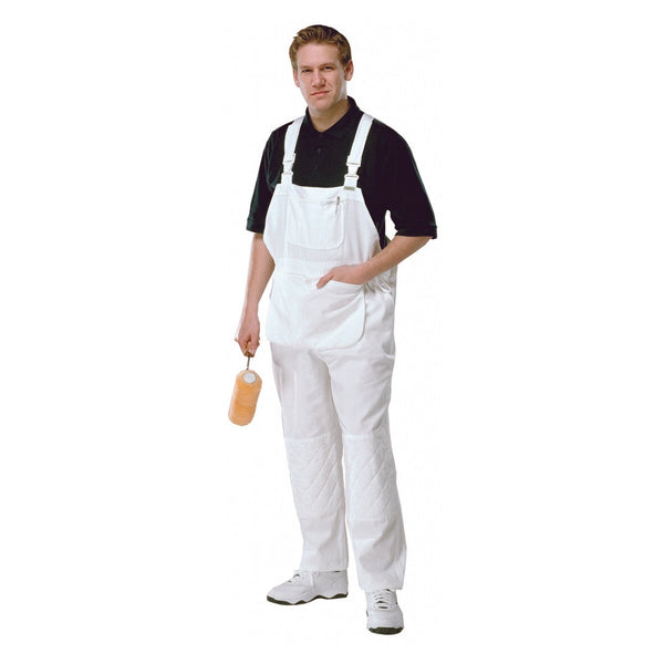 ProDec white bib and brace overalls, size medium