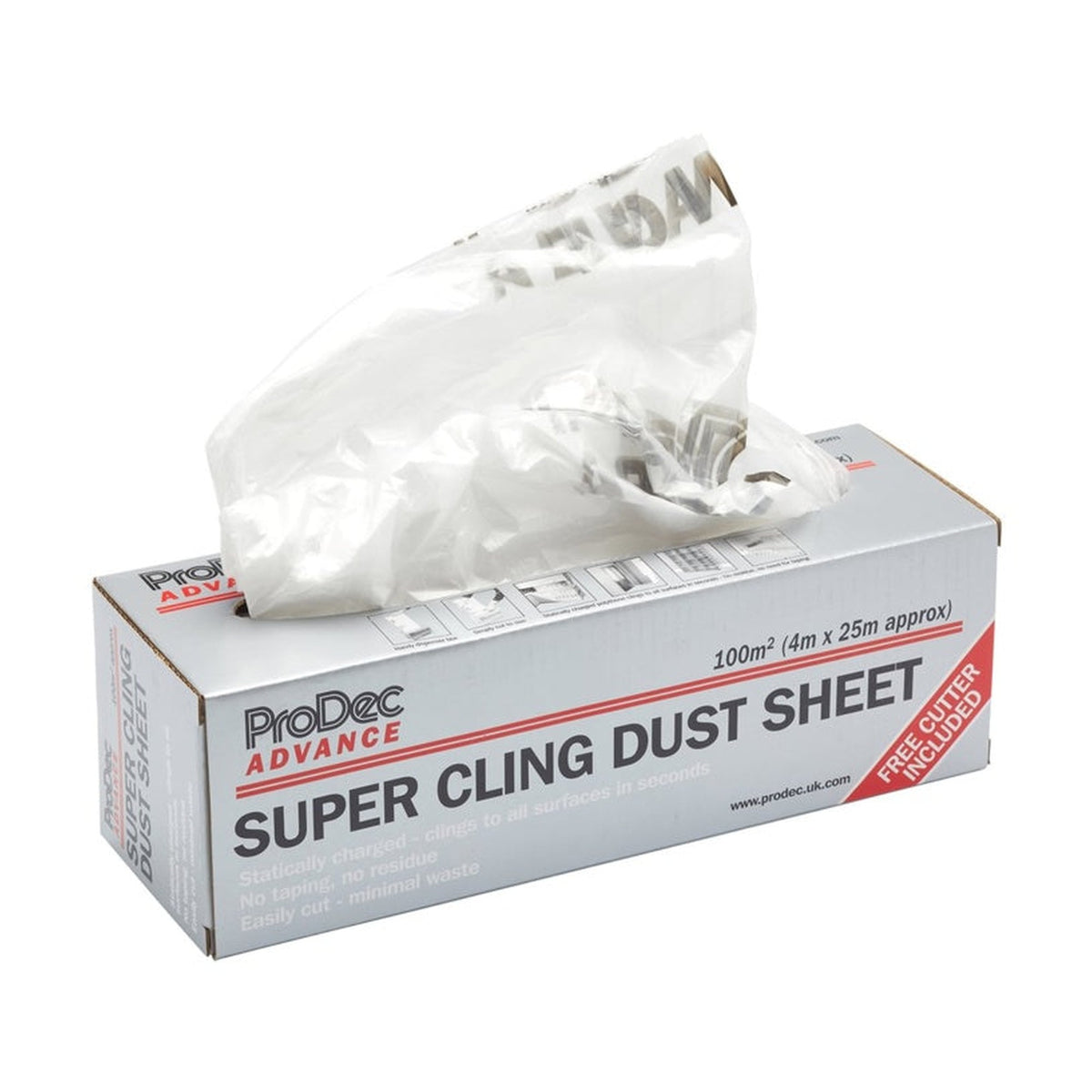 ProDec Super Cling static dust sheet roll 100sqm, view 2
