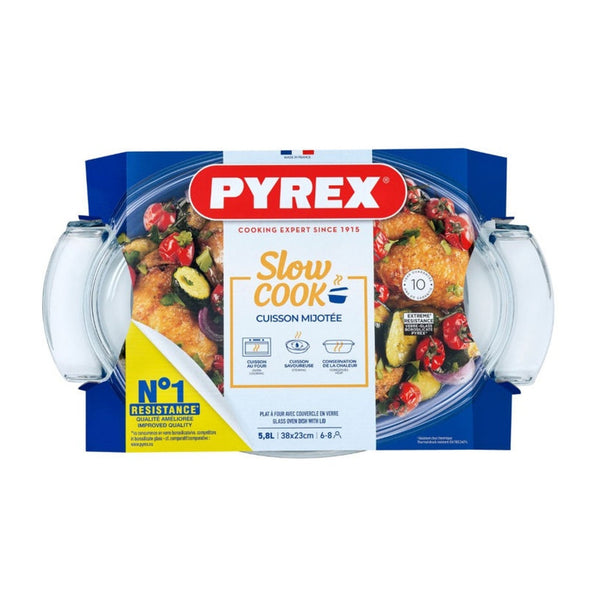 Pyrex Classic oval glass casserole dish 5.8L with handles
