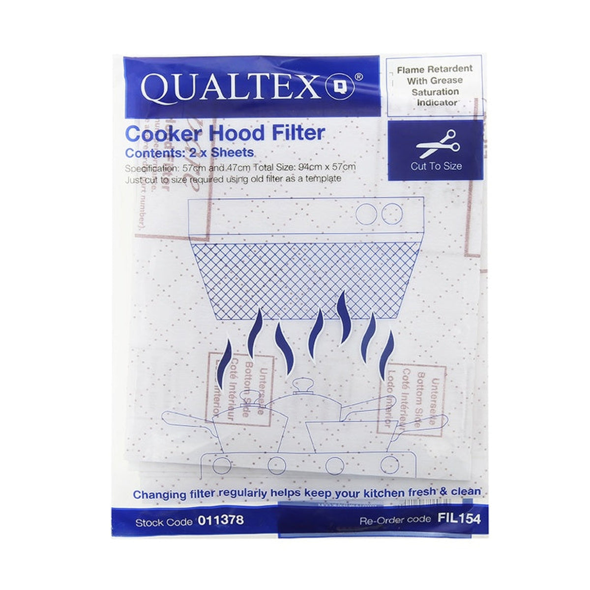 Pack of 2 Qualtex Red Line cooker hood grease filters