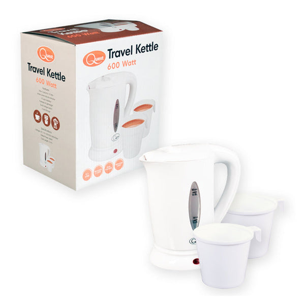 Quest 0.5L dual voltage travel kettle with two cups