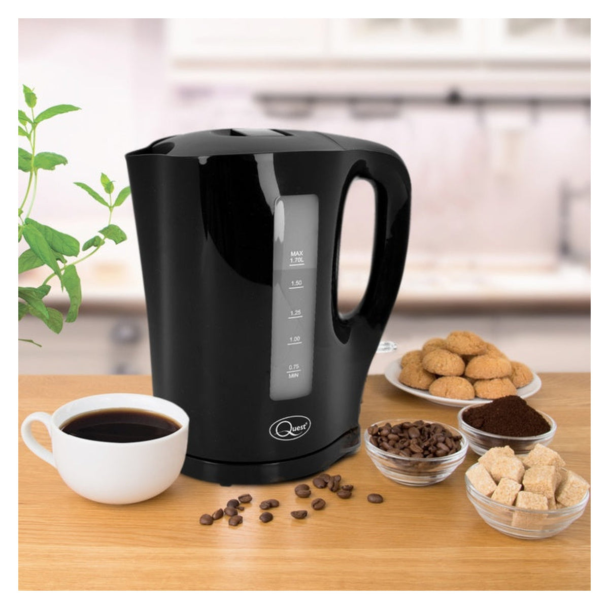 Quest black 1.7L cordless jug kettle, view 8