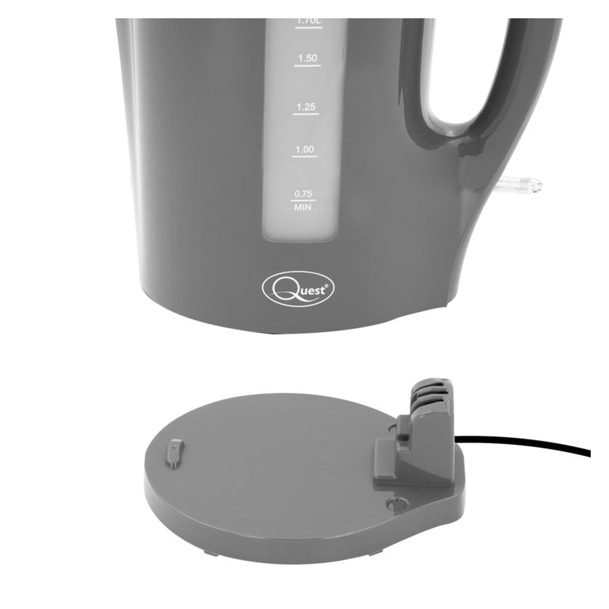 Quest 1.7L grey cordless jug kettle, view 4