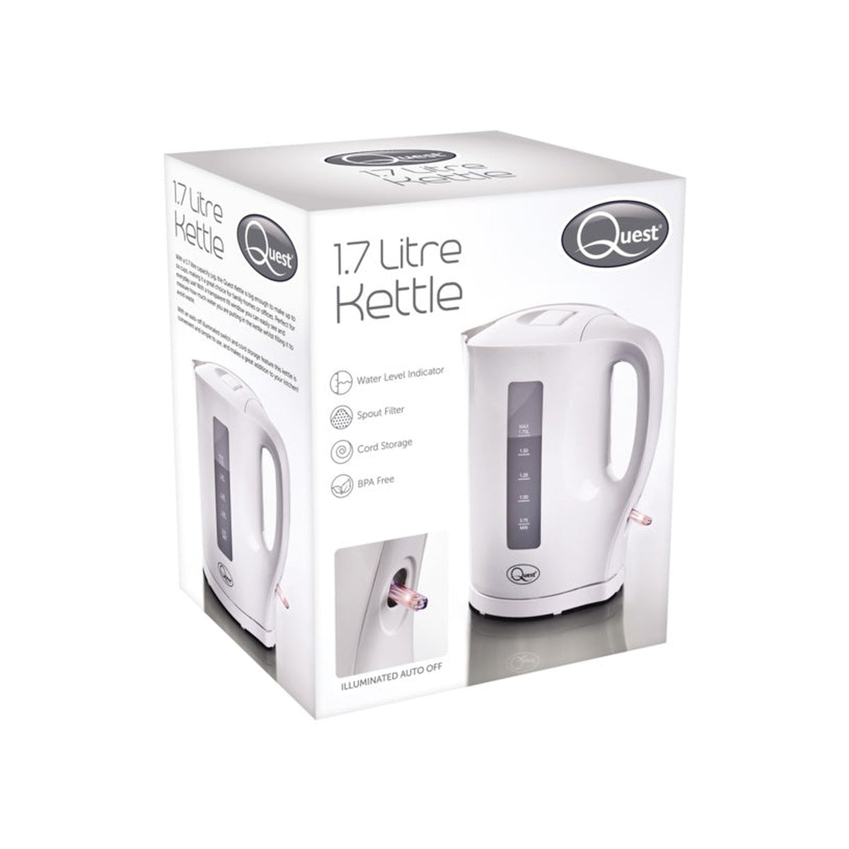 Quest 1.7L white cordless jug kettle, view 8