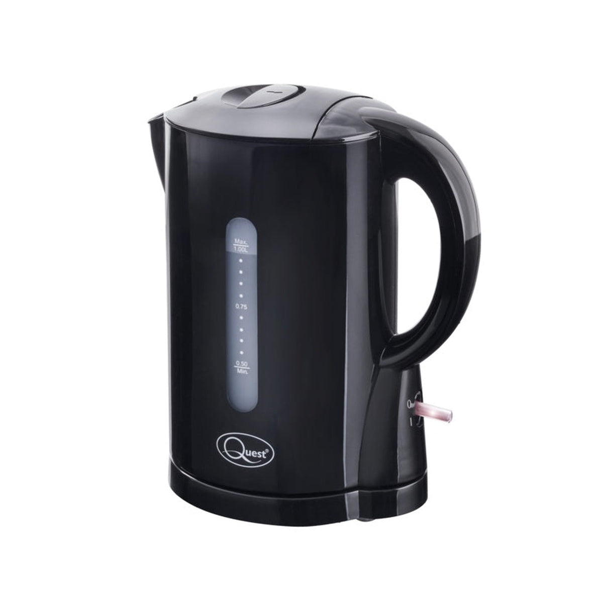 Quest 1L cordless jug kettle in black, view 2