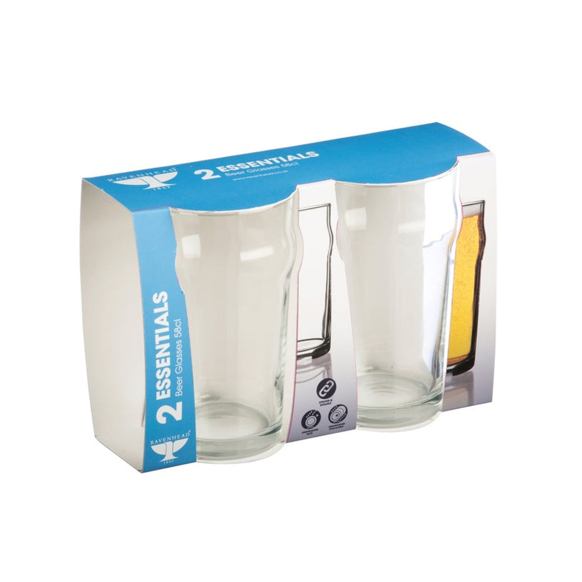 Ravenhead Essentials Nonik 56cl beer glasses, sleeve of 2, view 2