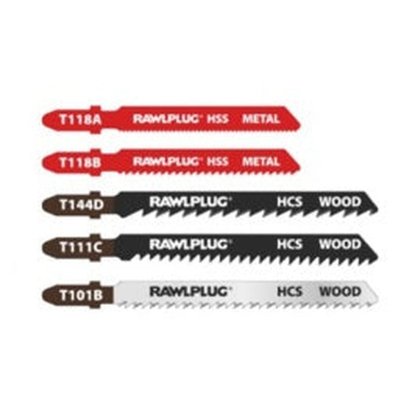 Rawlplug mixed jigsaw blades for wood and metal, pack of 5