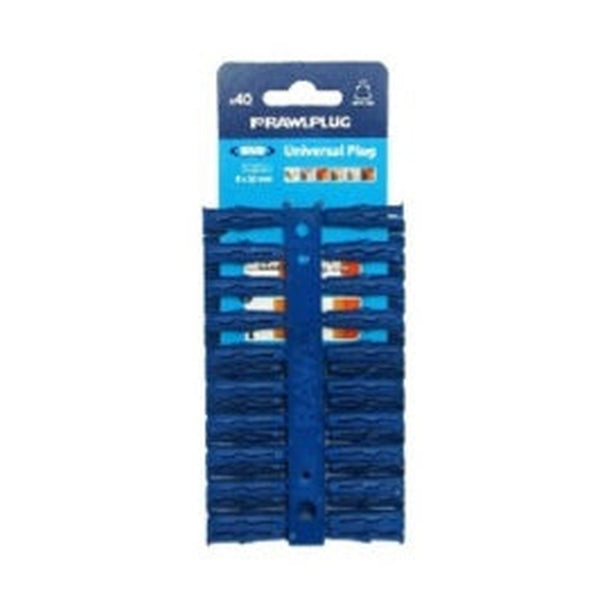 Pack of 80 Rawlplug 8mm blue universal wall plugs