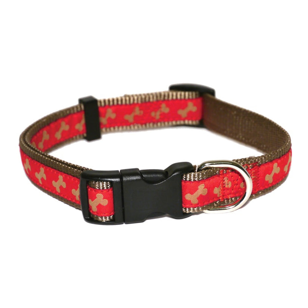 Red/Beige Bone Collar Ex Small Dog - 10"
