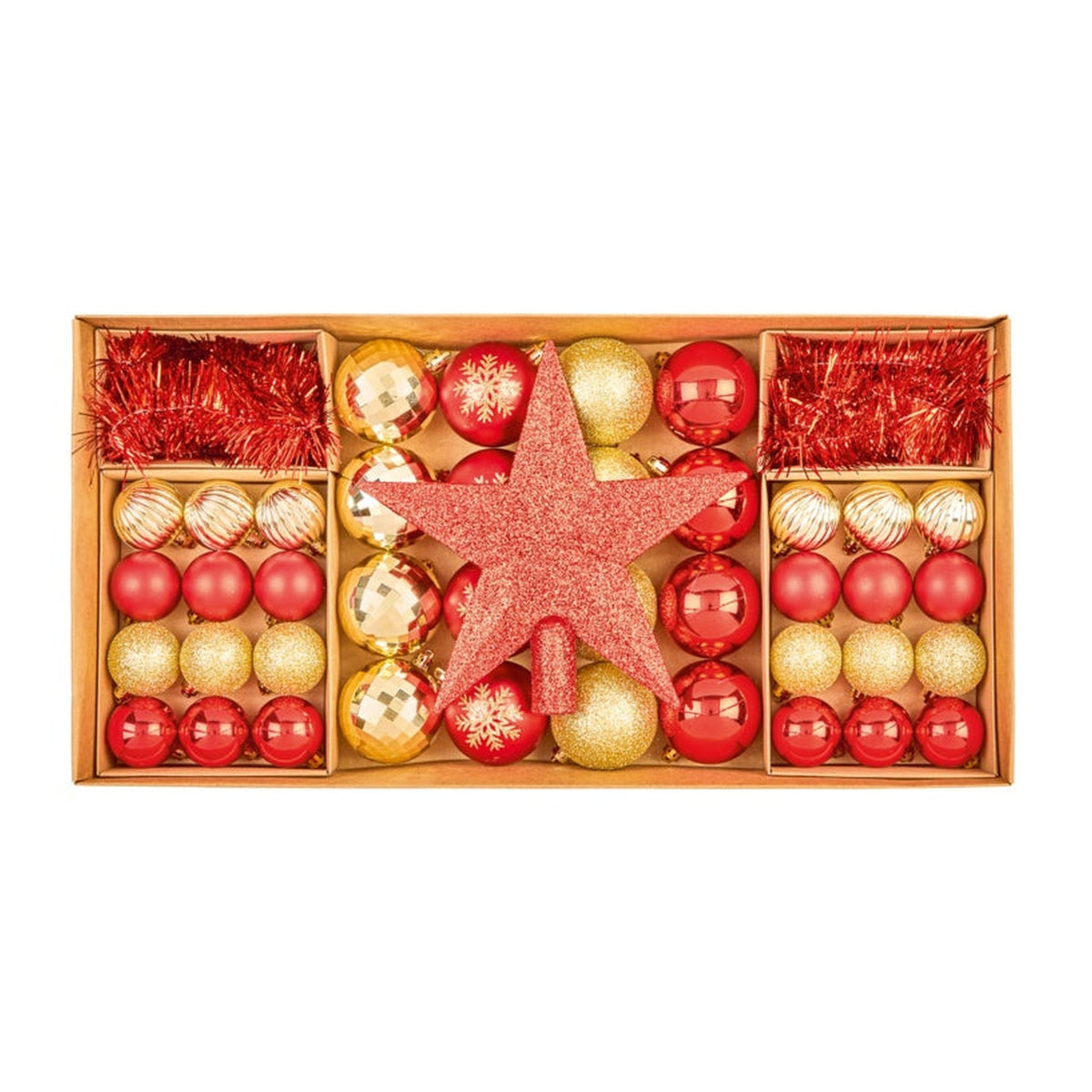 Red Champagne Gold Shatterproof Bauble - Multi Pak