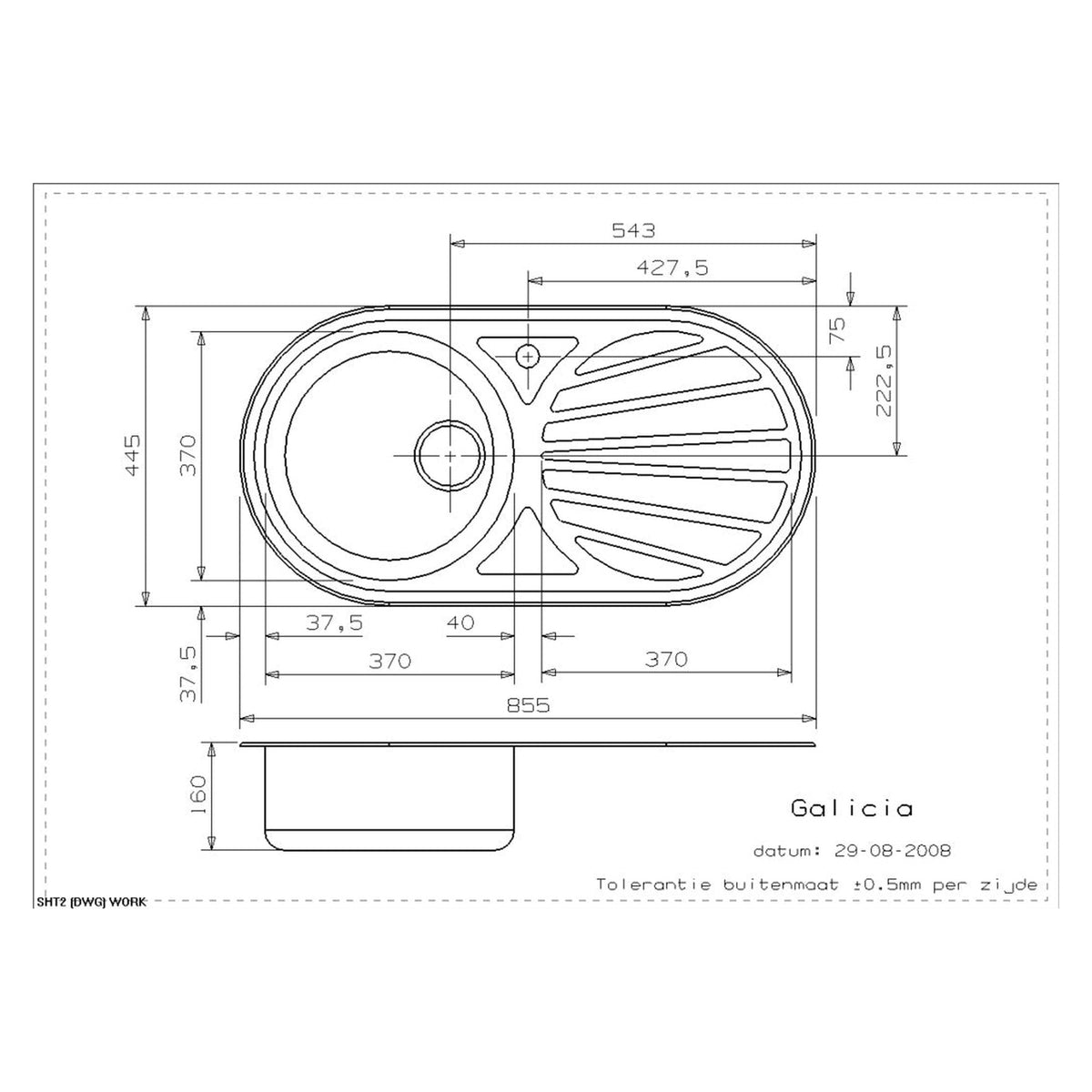 Reginox Galicia stainless steel kitchen sink, view 2