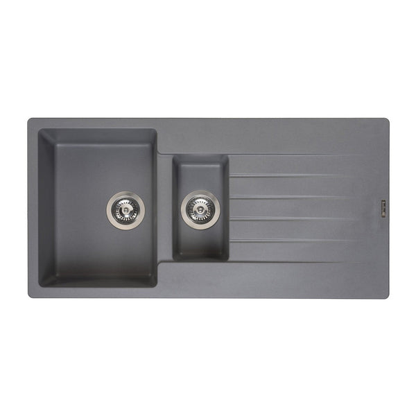 Reginox grey granite 1.5 bowl kitchen sink 1000 x 500mm