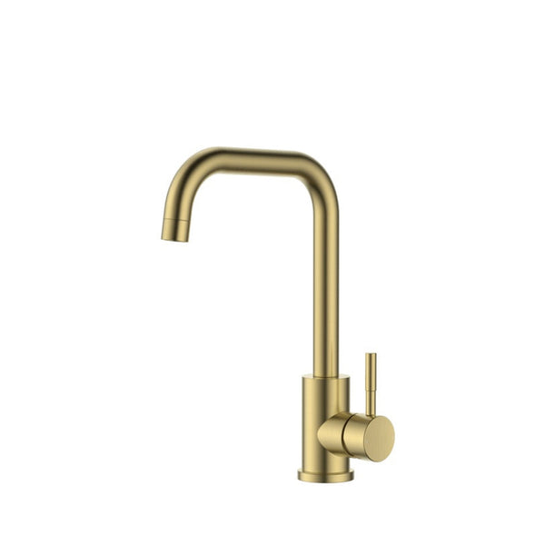 Reginox Salina swan neck single lever kitchen tap in gold