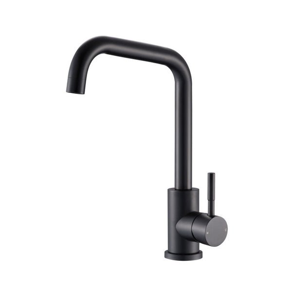 Reginox Salina swan neck single lever kitchen tap in matt black