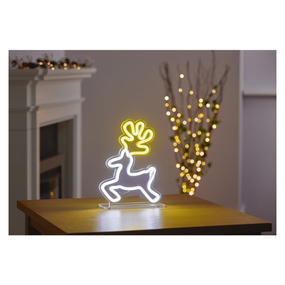 Reindeer Design Table Top Lit Neon Sign - 25cm, view 2